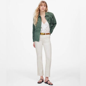 NWT Madewell Mid-Rise Kick Out Crop Jeans in Pure White Size 26